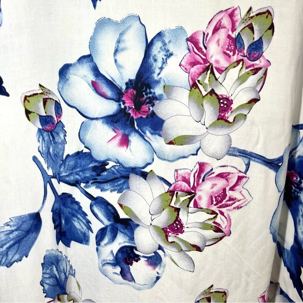 MEMORIES‎ Women's Floral Print Kimono Cardigan White Blue Pink Casual Romantic - Picture 4 of 9
